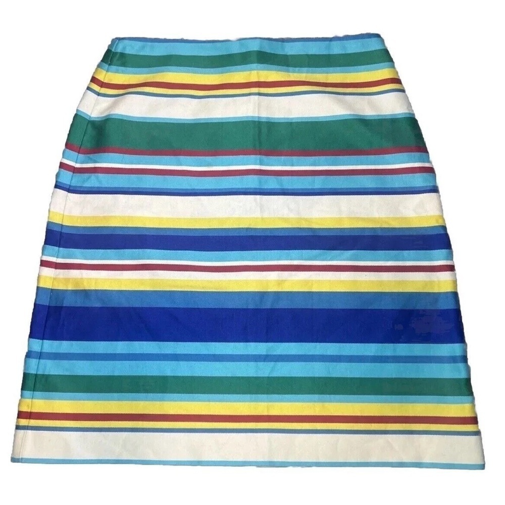 TALBOTS Cotton striped Skirt Colorful Womens 28” waist 4 Petite pink blue red